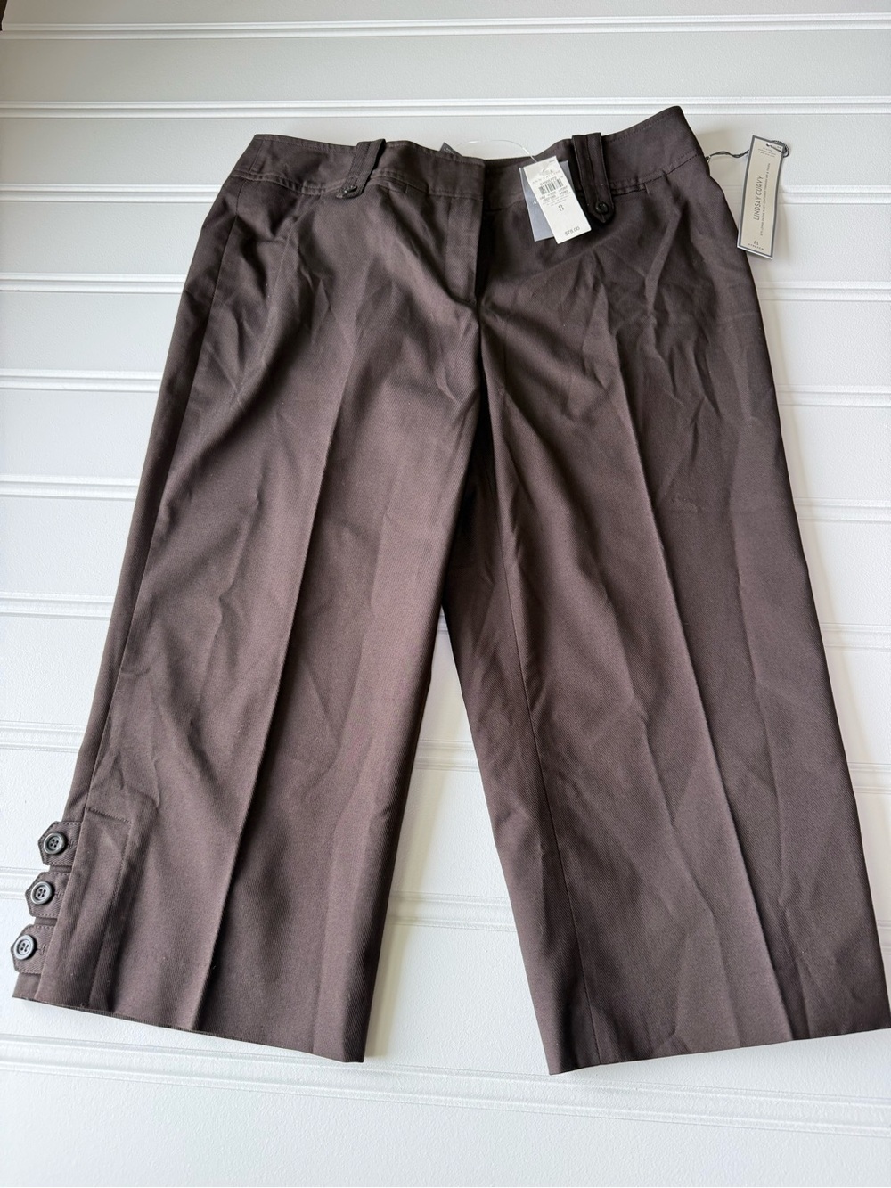 Ann Taylor Lindsay Curvy Capri Pants Stretch Brown 8 NEW